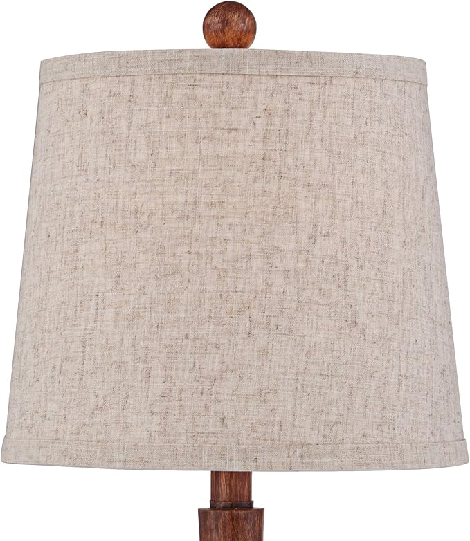 360 Lighting Fraiser 23 1/2" High Cone Small Mid Century Modern Accent Table Lamps Set of 2 Brown Wood Finish Cottage Core Living Room Bedroom Bedside Nightstand House Office Home Oatmeal Shade