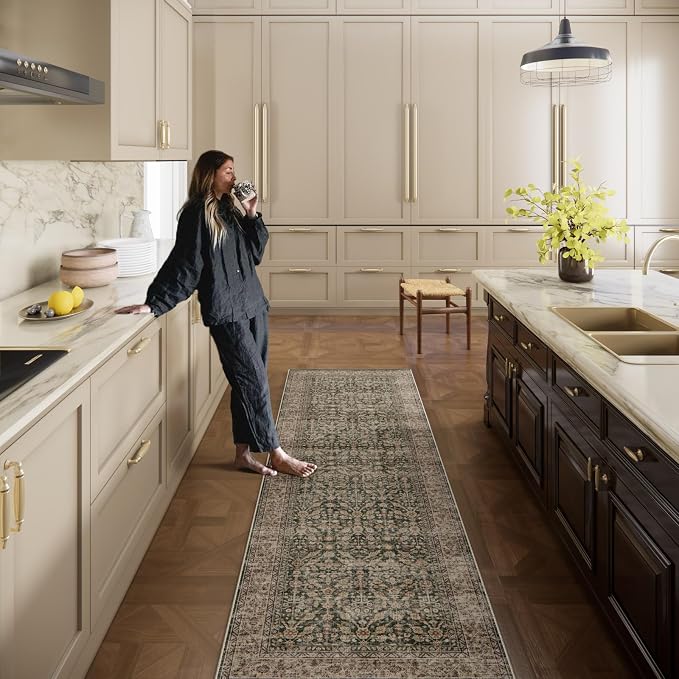 Machine Washable Hallway Runner Rugs: 2'x6' Kitchen Rug Stain Resistant Non Slip Low Pile Soft Carpet Runners for Hallways Indoor Entryway Kitchen Laundry Room Bedroom Bathroom Farmhouse