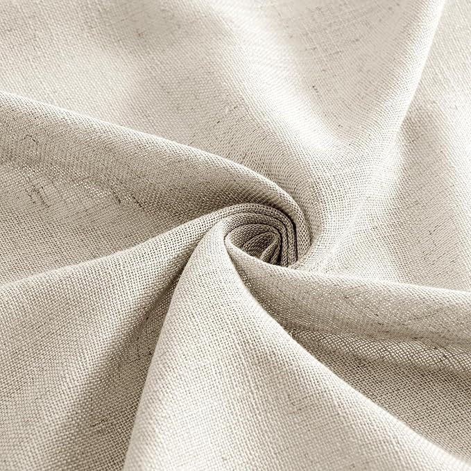 MIULEE Cream Linen Curtains 84 Inch Length 2 Panels for Bedroom Living Room, Soft Linen Textured Window Drapes Semi Sheer Light Filtering Back Tab Rod Pocket Farmhouse Modern Burlap Look Decor