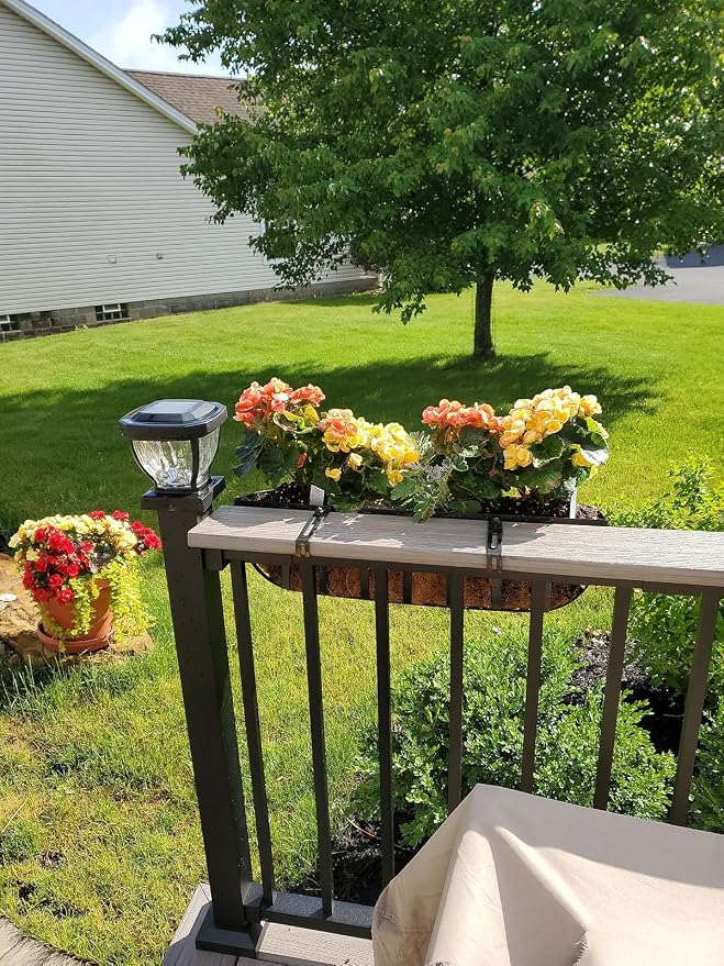 24 Inch Window Box Planters 4 Pack with Coco Liners, Rustproof Metal Hanging Flower Boxes for Outdoor Railing, Fence and Window Sill (4 Pack)