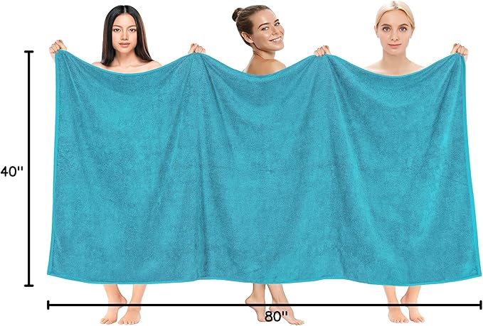 Cotton Paradise 100% Cotton Turkish Towel Set, Soft Absorbent Quick Dry, 40x80 Oversized Bath Sheet Towel, Ocean Aqua