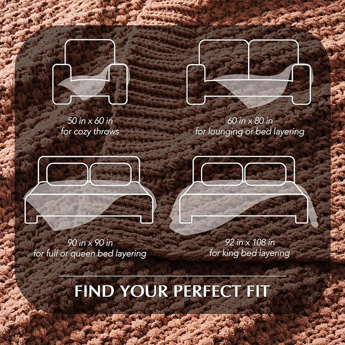 EVERGRACEHOME Chunky Polyester Knit Throw Blanket for Couch, Soft Luxurious Oversized King Moss Stitch Blanket for Bed, Large Cozy Farmhouse Knitted Throw for Sofa, Terracotta Clay, 108" x 92"