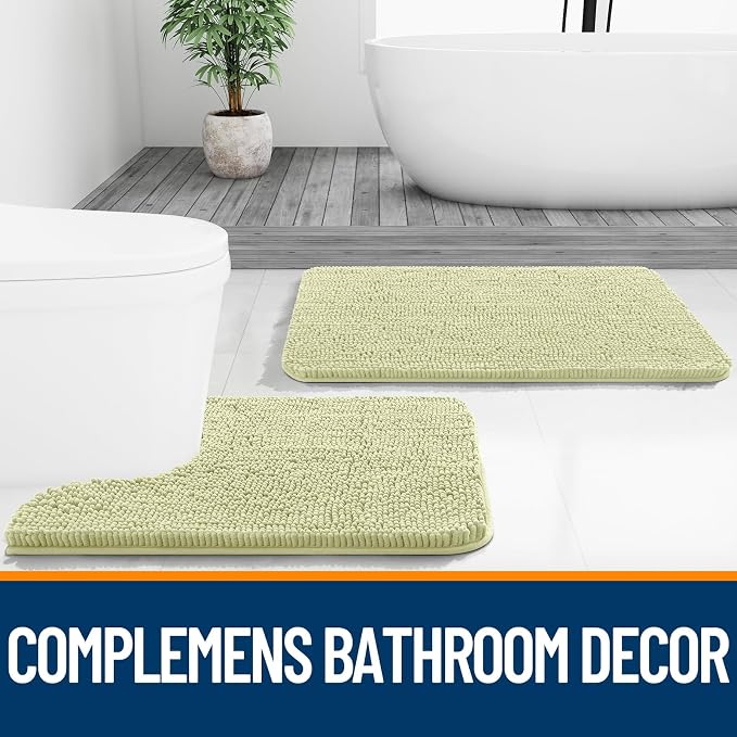 OLANLY Bathroom Rugs 30x20, Extra Soft Absorbent Chenille Bath Rugs, Rubber Backing Quick Dry, Machine Washable Bath Mats for Bathroom Floor, Tub and Shower, Home Decor Accessories, Vanilla