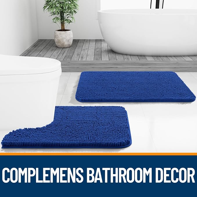 OLANLY Large Bathroom Rugs 59x35, Extra Soft Absorbent Chenille Bath Rugs, Rubber Backing Quick Dry, Machine Washable Bath Mats for Bathroom Floor, Tub and Shower, Home Decor Accessories, Royal Blue