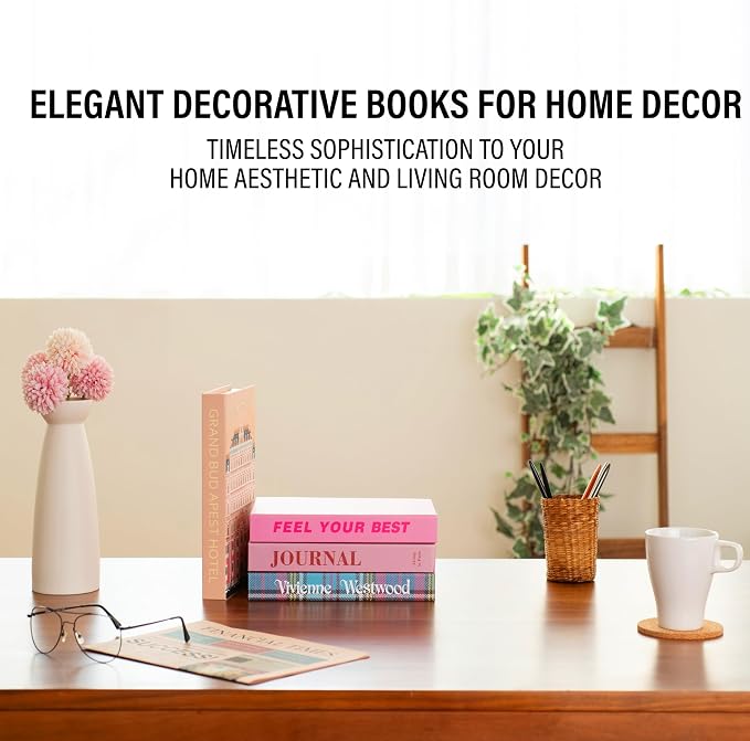 PROBENEX 4 Pcs Decorative Books | Faux Velvet Coffee Table & Shelf Decor | Looks Luxe, Lightweight, Tool-Free - Instant Shelf and Table Styling