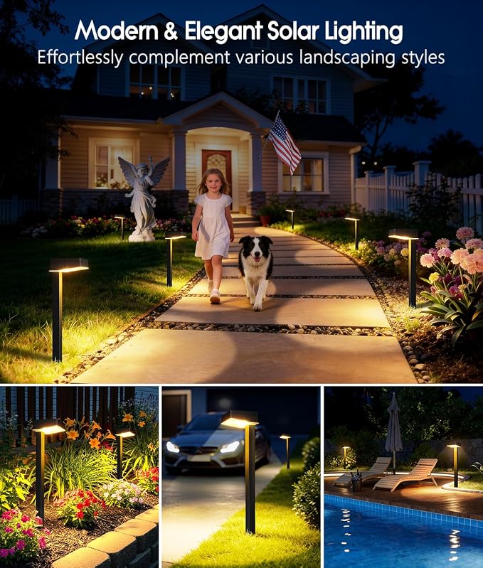 ELECLINK Solar Pathway Lights Outdoor, 6 Pack Garden Lights Solar Powered Path Lights with Larger LED Lens, 2 Light Modes Waterproof Outdoor Solar Light for Yard Driveway Walkway Landscape Patio Lawn