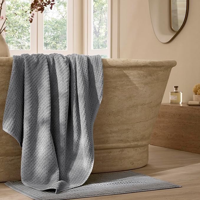 BOLL & BRANCH Turkish Waffle Bath Mat - Shore - 100% Organic Turkish Cotton - Soft Absorbent Quick Dry Luxury Bathroom Mat with Waffle Weave Texture - Spa Inspired Comfort