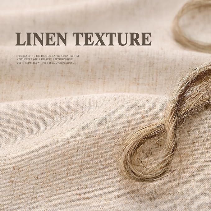 Farmhouse Shower Curtain with Ruffle Hem Linen Beige Shower Curtains for Bathroom Boho Country Rustic Natural Fabric, 72" W x 72" L