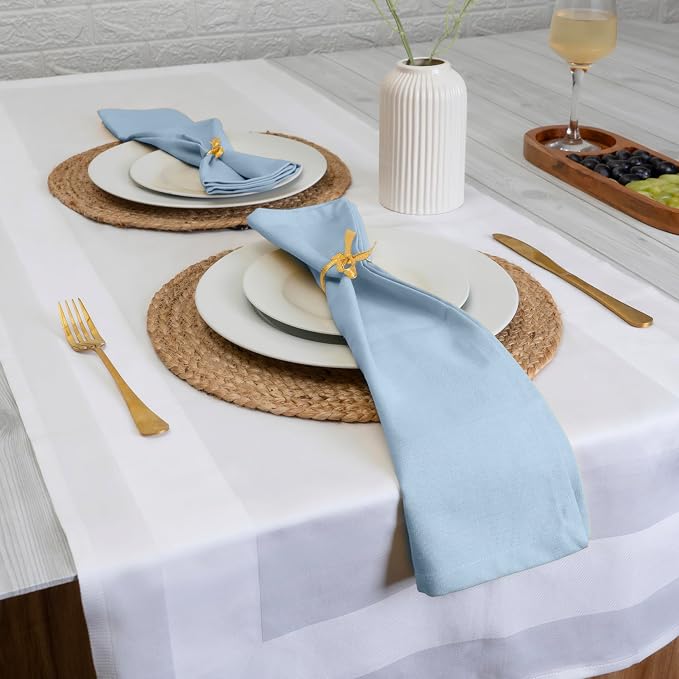 Blue Needles Solid Cloth Napkins Set of 6 Ice Blue 100% Cotton Dinner Napkins 18x18 inches - Spring Summer Easter - Soft, Reusable, Absorbent & Washable Linen, Ideal for Events Parties & Everyday Use
