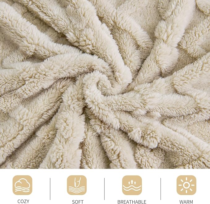 Aganear Fleece Throw Blanket - Cozy Soft Lightweight Fuzzy Throw Blanket for Women Portable Throw Blankets for Couch, Warm Present for Birthday, Christmas, Halloween, Housewarming(50"x60", Khaki)