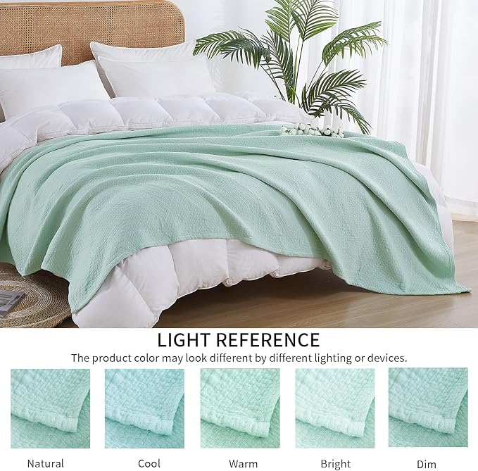 Premium 100% Cotton Blanket – All-Season Soft Breathable Bed Blanket for Twin Size – Lightweight Stylish Textured Throw for Bed– Giftable Cozy Bedding