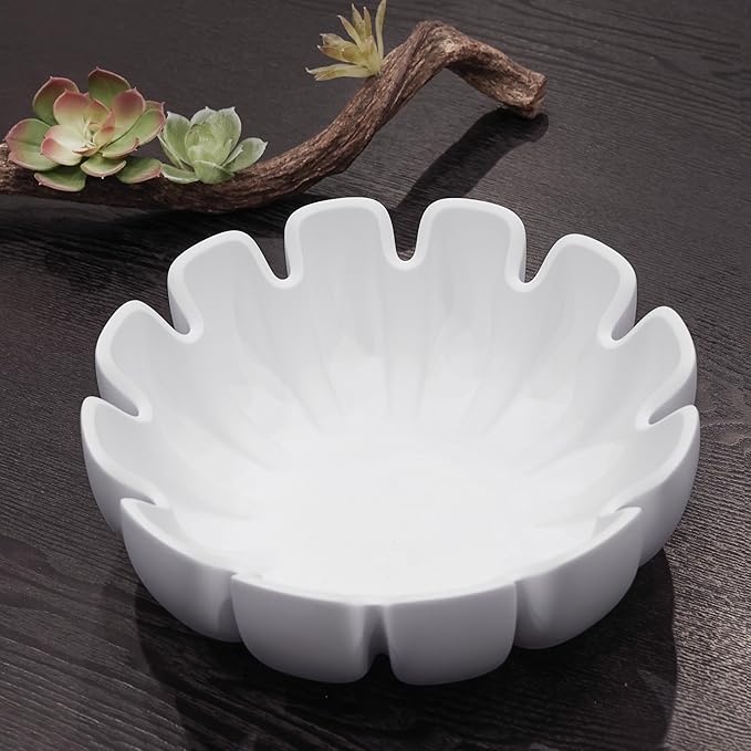 Decorative Bowl – Large Modern Centerpiece Bowl for Coffee Table, Countertop, or Kitchen Decor – Minimalist Handcrafted Accent Bowl for Living Room or Entryway/Key Bowl (White)