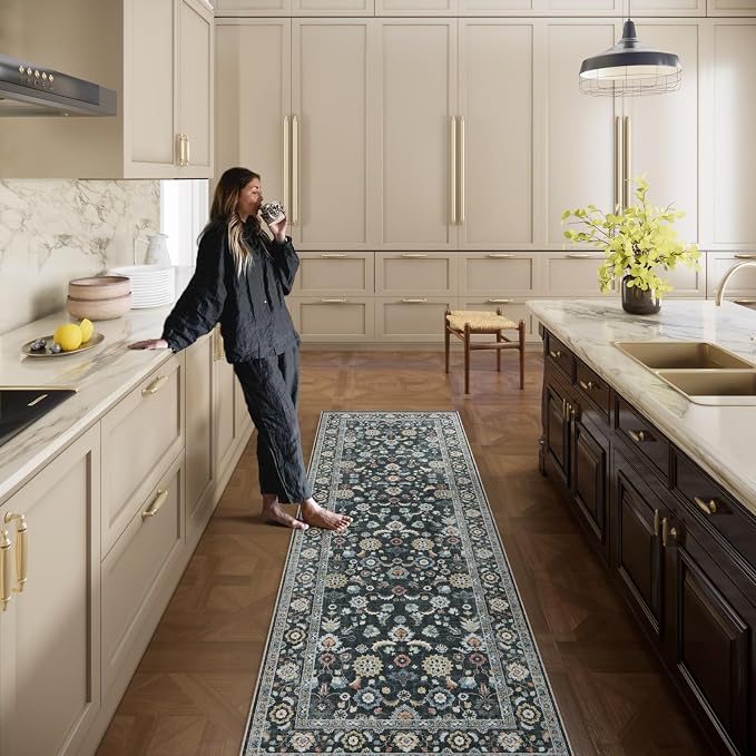 Washable Runners for Hallways Kitchen Rug: 2'x6' Runner Rugs Stain Resistant Non Slip Low Pile Boho Carpet Runners for Hallways Bedroom Entryway Indoor Beside Bathroom Laundry Room