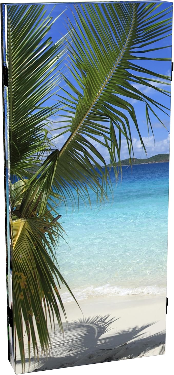 Red Lantern 3 ft. Short Double Sided Beach Canvas Folding Screen 4 Panel Freestanding Partition and Separator for Modern and Contemporary Bedroom, Home Office, Studio, Dorm, Apartment