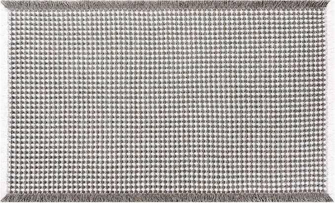 Waffle Bath Mat - Boho Bathroom Rugs Non Slip Washable, Super Absorbent & Quick Dry, Small Bath Mats Farmhouse Bathroom Decor, 18'' x 30'', Olive Green and White