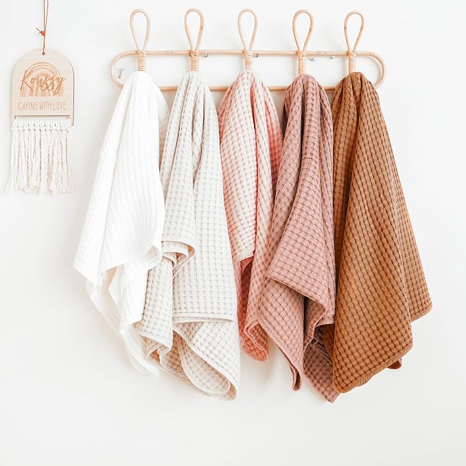 Konssy Waffle Baby Blanket - Soft & Cozy Nursery Swaddle Blanket, Lightweight Toddler Throw for Boys & Girls, Ideal for Wrapping(Blush Pink)