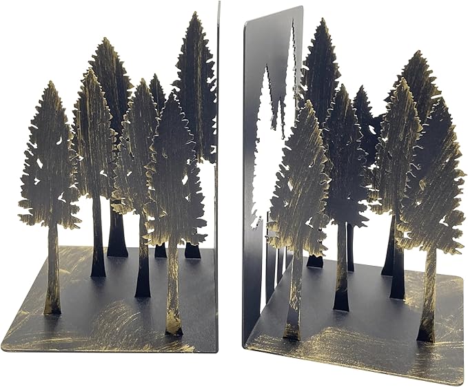 Forest Decor - Charming Pine Tree Decor Bookends, Tree Decor Book Ends for Shelves – Ideal for Nature Lovers