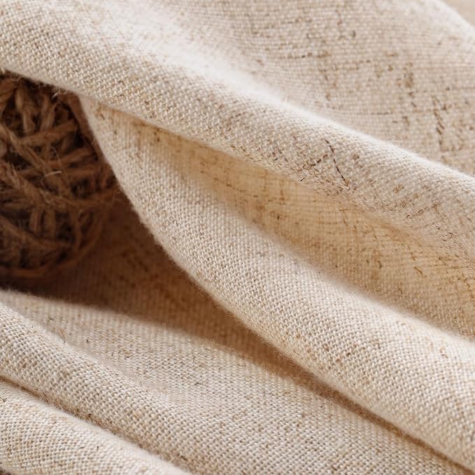Farmhouse Shower Curtain with Ruffle Hem Linen Beige Shower Curtains for Bathroom Country Vintage Rustic Natural Fabric, 72" W x 75" L