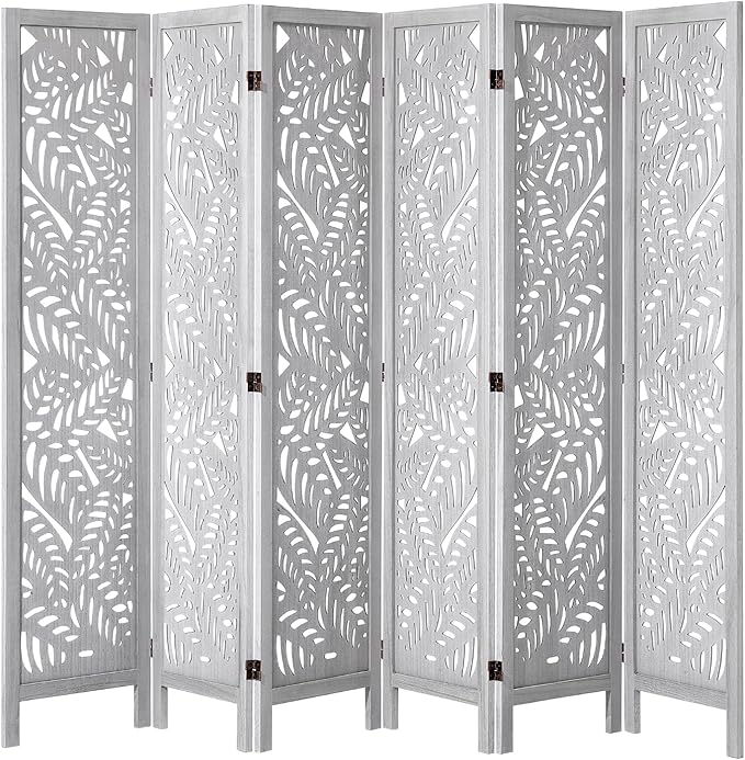 VEVOR Wood Room Divider, 6 Panel Wood Folding Privacy Screen, 66.9 Inches Tall Indoor Carved Partition Divider, Portable Decoration Screen, for Room Separation, Home, Office, Restaurant & Bedroom