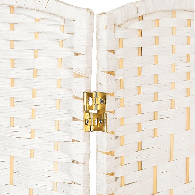Red Lantern 4 ft. Short Diamond Weave Fiber Folding Screen - White - 8 Panel