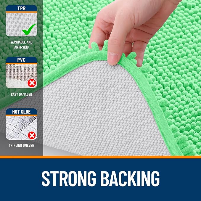 OLANLY Bathroom Runner Rugs 59x20, Soft Absorbent Chenille Bath Rugs, Rubber Backing Quick Dry, Machine Washable Long Bath Mats for Bathroom Floor, Tub and Shower, Home Decor Accessories, Mint Green
