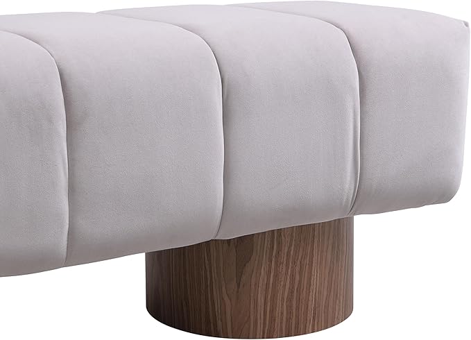 Christopher Knight Home Manila 64" Upholstered Dining Bench, Velvet Ottoman Bench, Rectangular Dining Seat, Spacious Seating, Long Footstool for Living Room Dining Room, No Assembly Need, Light Gray