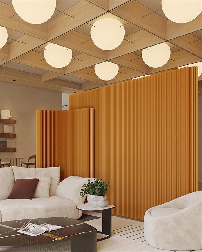 Folding Room Dividers, Portable Paper Partition, Retractable Privacy Screen for Dorm Studio Office Dressing Room Beauty Salon, Versatile Shapes, Easy for USE and Storage, Brown