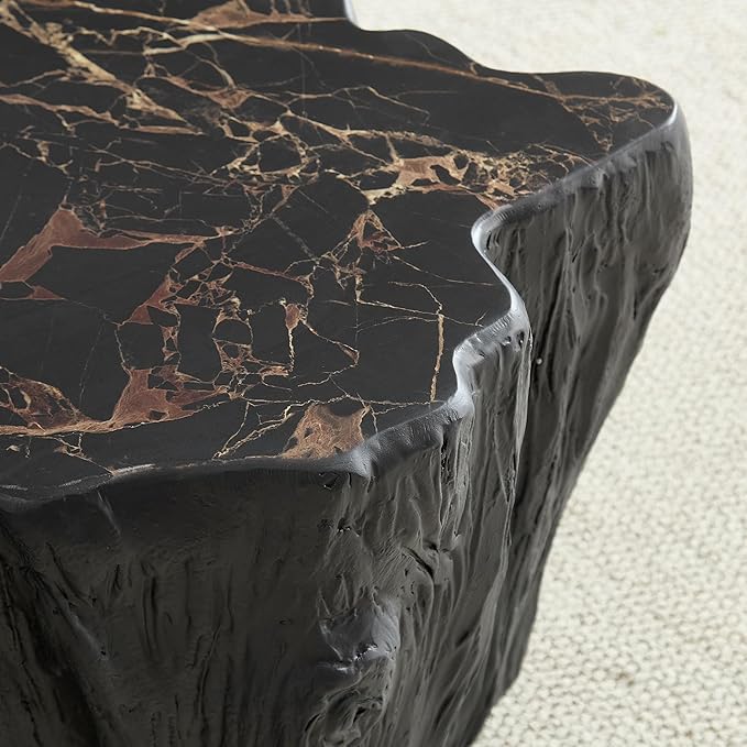 WILLIAMSPACE 48.62" Irregular Coffee Table with Tree Root Design for Living Room, Modern Luxury Fiberglass Center Table with Unique Shape, Accent End Tea Table for Apartment, No Need Assembly (Black)