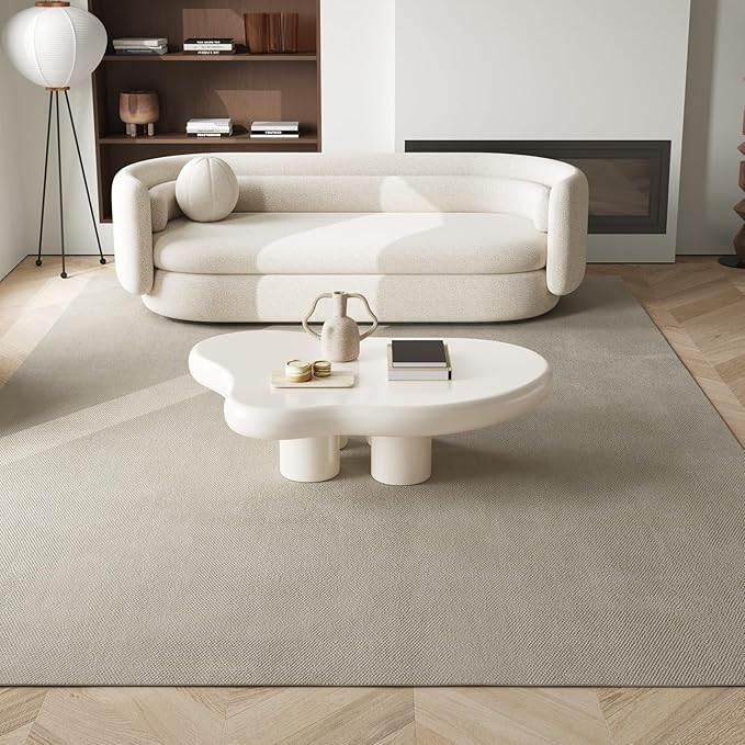 Guyii 46" Large Cloudy Coffee Table Cream White Living Room Table with 4 Legs Modern Sofa Side Table for Living Room Apartment Office