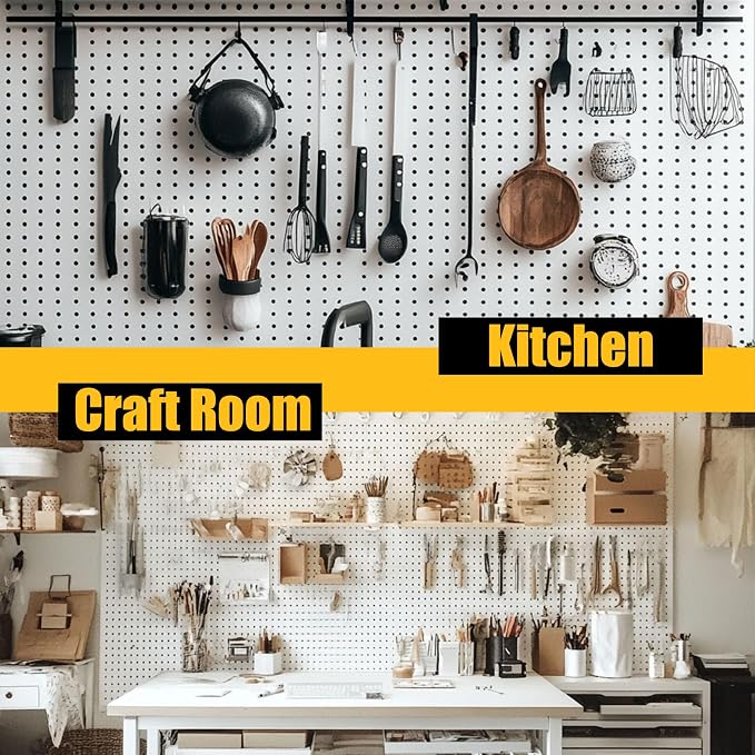 Spampur Peg Board, 6 Pack Metal Pegboard Panels, White Pegboards Organizer | Heavy Duty Peg BoaWalls Home, Garage Tool Storage, Gaming /Desk /Office Organizer, Craft Room, Home Improvement