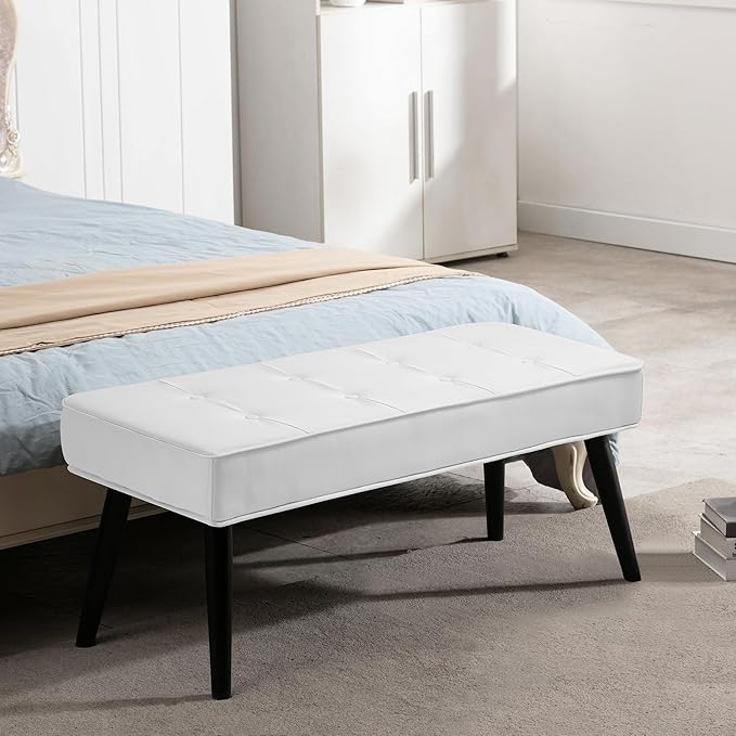 40'' Upholstered Bench, Entryway Ottoman with Wooden Legs for Living Room, End of Bed Bench