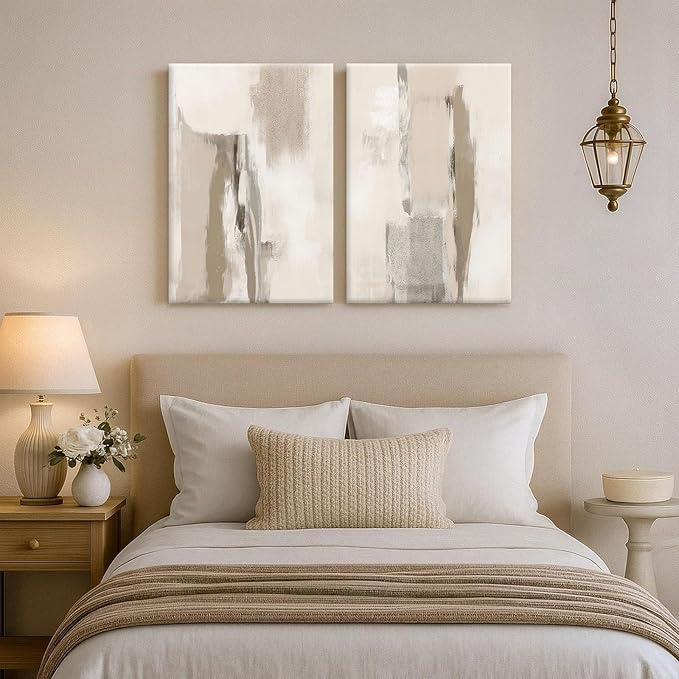 Abstract Beige Wall Art Set of 2 Beige Neutral Wall Art Minimalist Artwork for Walls Modern Abstract Artwork Neutral Minimalist Picture 16x24inchx2PCS Framed