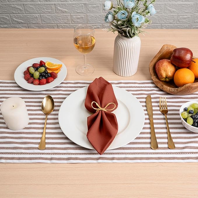 Blue Needles Set of 6 Hemstitch Linen Napkins 100% Cotton Rust Cloth Dinner Napkins 18x18 inches, Soft, Reusable, Absorbent, Washable, Ideal for Spring Summer Easter Events, Parties & Everyday Use