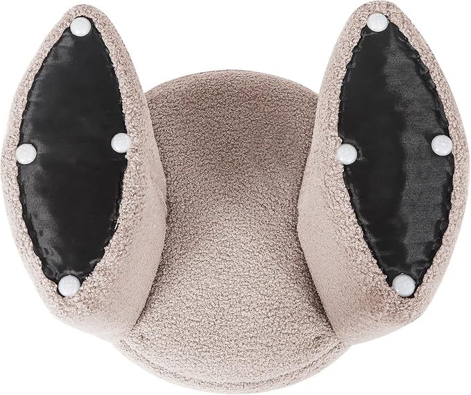 Boucle Ottoman, Round Sherpa Vanity Stool Chair, 17" Small Upholstered Modern Teddy Footstool for Makeup, Living Room, Entryway, Bedroom, Dark Beige