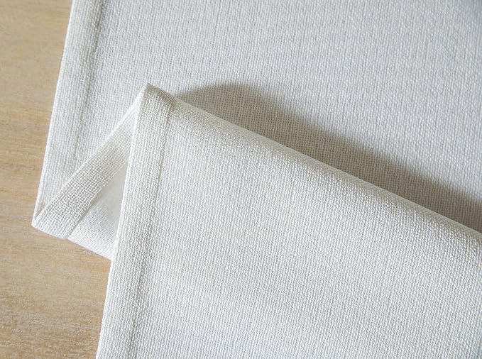 ZeeMart Burlap Style Farmhouse Table Runners 108 Inches Long, White Rustic Woven Dining Table Runner for Everyday Use, 14x108 Inches, White