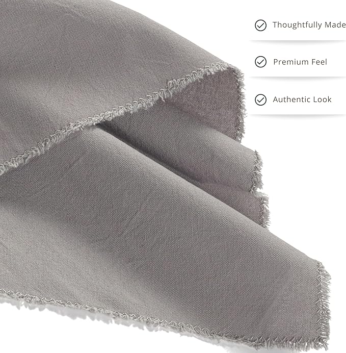 Ramanta Home Cloth Napkins Set of 4 Grey 18x18 Inch - Spring Soft & Durable Frayed Dinner Napkin for Easter Wedding, Birthday Parties | Heavy Weight Fabric Table Linen for Everyday Use Family Dinners