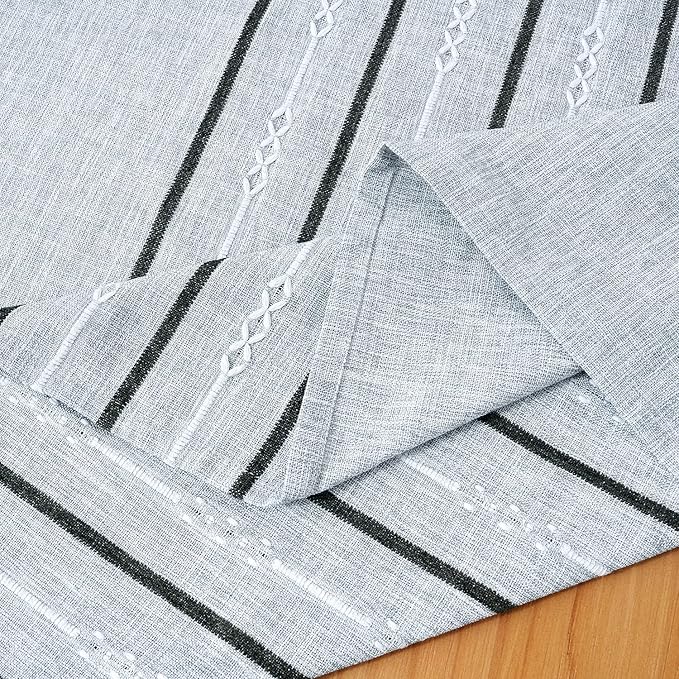 Chassic 60 x 104 inches Farmhouse Style Linen Tablecloths, Boho 6 Foot Wrinkle Resistant Washable Rectangle Table Cloth for Dining Room, Kitchen, Wedding and Holiday Decorative - Striped Grey