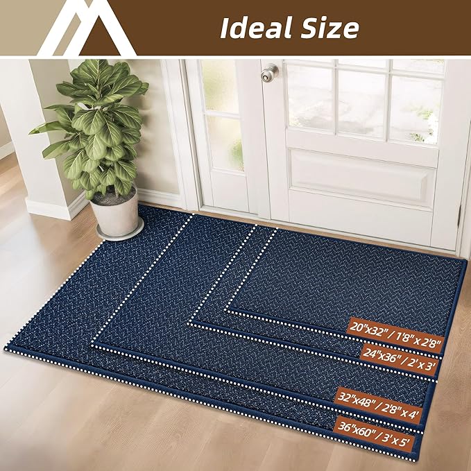 COSY HOMEER-Door-Mat 24"x36" Non Slip Absorbent Entryway Rugs Dirt Trapper Doormats Washable Entrance Mats Low Pile Welcome Floor Mat for Front Back Door and Entry Mats,Navy Blue