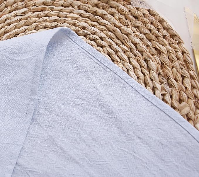 Dinner Cloth Napkins Bulk,100% Soft Cotton Linen Napkins,Washable Napkins with Hemmed Edges for Weddings Decorations,Family Event Parties,16”*16”,(Set of 12, Pale Blue)