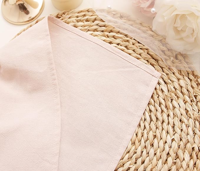 Dinner Cloth Napkins Bulk, Cotton Linen Napkins,Washable Napkins for Weddings Decorations (Champagne Blush, 12 Pack)