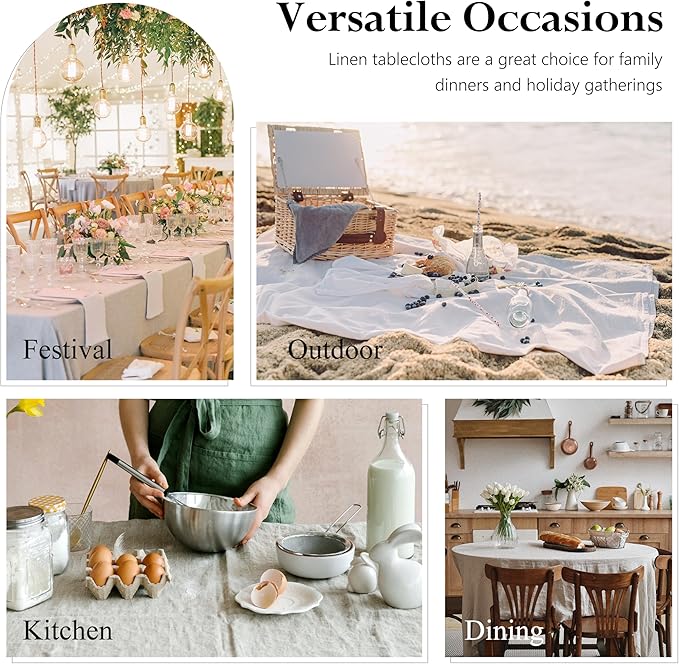 Linen World Hemstitch Linen Tablecloth,French Linen Sage Tablecloth 90" x 60" Inch,Washable Rectangular Table Cloth for Dining,Outdoor,Weddings and Restaurants,Decorative Thanksgiving Christmas