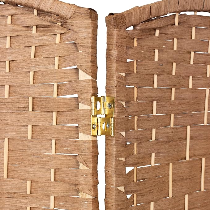Red Lantern 2 ft. Short Fiber Weave Folding Screen - Natural - 8 Panels