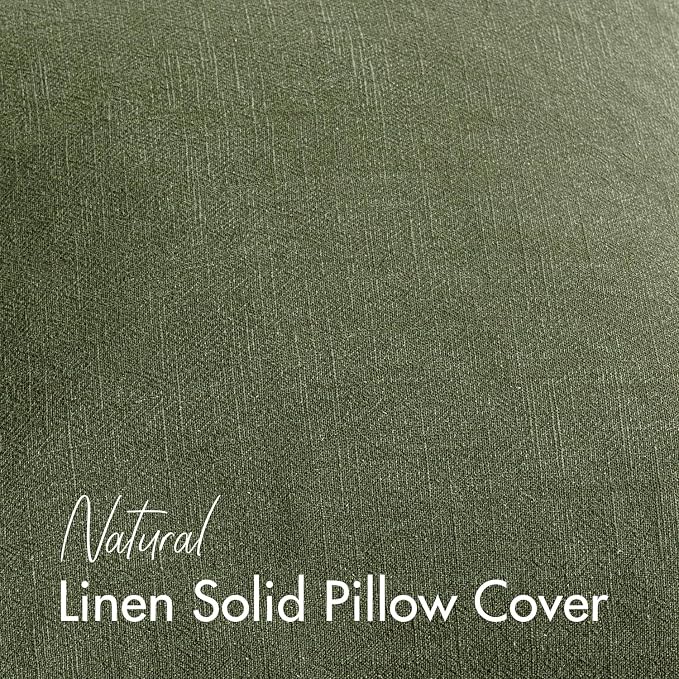 26x26 Inch Set of 2 Euro Sham Decorative Linen Solid Throw Pillow Covers Boho Accent Farmhouse Pillowcases Modern Netural Spring Home Decor for Bed Couch Sofa Living Room,Dark Olive Green