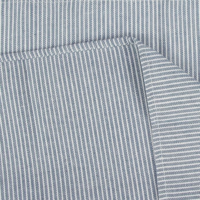 Narrow Striped Cotton Linen Blended Dinner Cloth Napkins - Set of 12 (40 x 30 cm) - for Events & Home Use (Blue)