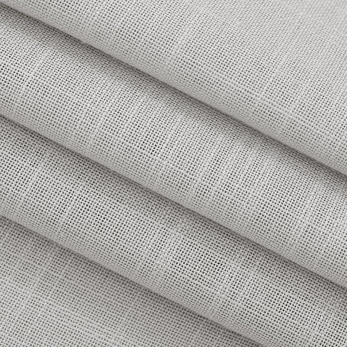 Linen Blend Grey Curtains for Living Room Back Tab Modern Farmhouse Semi Sheer Light Gray Curtains 72 inches Long 2 Panels Set Muted Neutral Cotton Texture Window Curtain for Dining Room Bedroom
