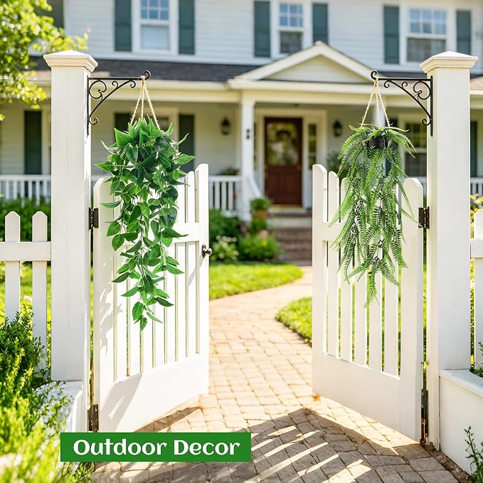 Der Rose 4Pcs Fake Plants Hanging Artificial Ivy Vine Faux Eucalyptus Hanging Plants, Boston Fern, String of Pearls for Living Room Aesthetic Bedroom Boho Kitche Wall Shelf Indoor Outdoor Decor