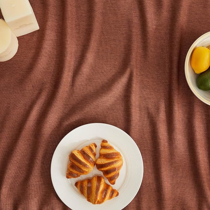 ZeeMart Basic Linen Textured Table Cloth, 52 x 52 Inch Terracota, Farmhouse Style Rust Square Tablecloth, Wrinkle Resistant Washable Heavy Weight TableCloths