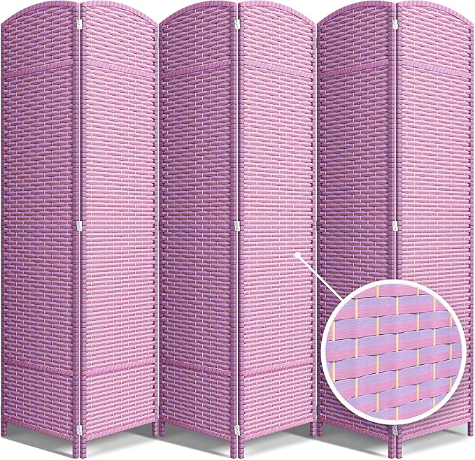 Sorbus 6 Panel Room Divider 6 ft. Tall - Privacy Screen, Extra Wide Double Hinged Panels, Mesh Hand-Woven Design, Partition Room Dividers and Folding Privacy Screens, Wall Divider for Room Separation