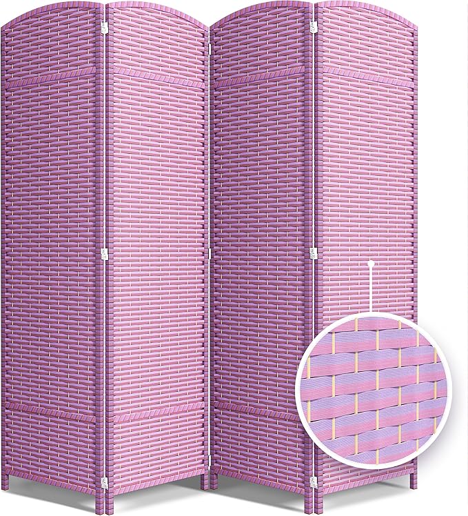 Sorbus 4 Panel Room Divider 6 ft. Tall - Privacy Screen, Extra Wide Double Hinged Panels, Mesh Hand-Woven Design, Partition Room Dividers and Folding Privacy Screens, Wall Divider for Room Separation