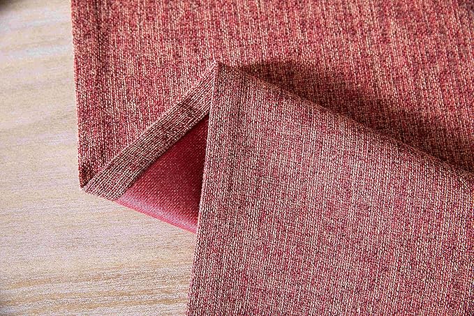 ZeeMart Burlap Style Farmhouse Table Runners 36 Inches Long, Red Rustic Woven Dining Table Runner for Everyday Use, 14x36 Inches, Red